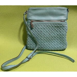 Purse Mint Green Woven Crossbody Bag  Preowned Condition A Few Flaws